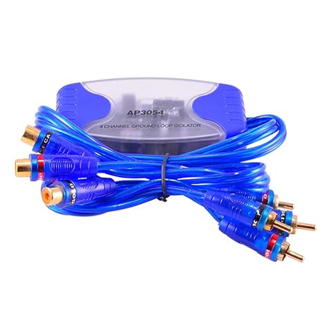 Vosarea Car Amplifier Noise Filter,4 Channel RCA Ground Loop Isolator, Ground Loop Noise Isolator, Line Noise Filter Eliminator 50W (Blue)