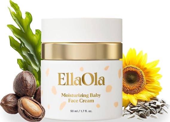 ELLAOLA 96 Hour Deep Moisturizing Baby Face Cream for Dry, Eczema Prone & Sensitive Skin - Daily Organic Face Lotion Nourishes & Hydrates, Fragrance Free | 1.7 fl. oz.