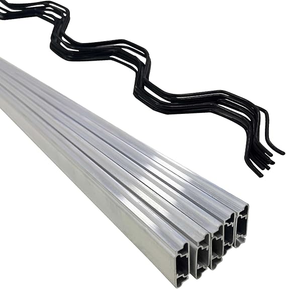 10 Set Greenhouse Lock Channel and Spring Wire,1MM Thick Aluminum Alloy Lock Channel and PVC Coated Spring Wires for Fixing Greenhouse Plastic Cover and Shade Cloth,6.6 FT,10 Set
