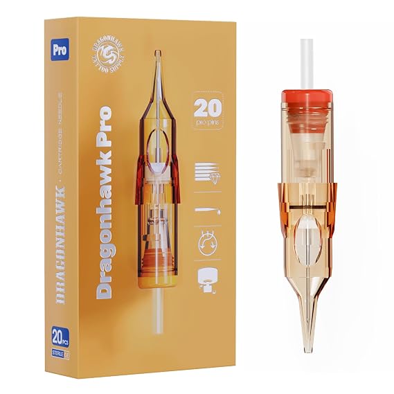 Dragonhawk Pro 1205RS Tattoo Cartridge Needles | 20PCS Round Shader Needles, 304L Stainless Steel, Full Membrane Needle Cartridges for Shading, Color Packing & Blending