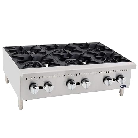 CookRite ATHP-36-6 Commercial Hot Plate Countertop Six Burner Liquid Propane Range 36" - 150,000 BTU