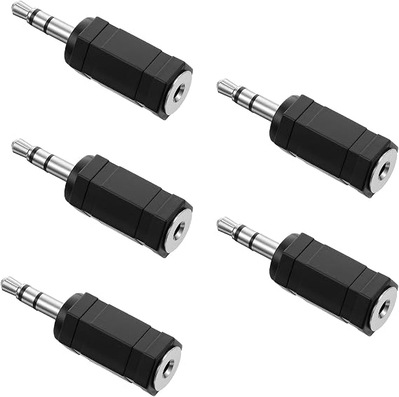 5 Pack 3.5mm to 2.5mm Adapter 2.5mm to 3.5mm Adapter Mono Female Plug Converter Audio-Adapter for Repair Replace (Black)