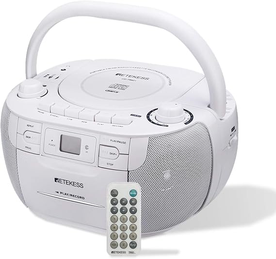 Retekess TR621 CD and Cassette Player Combo, Boombox CD Player(White)