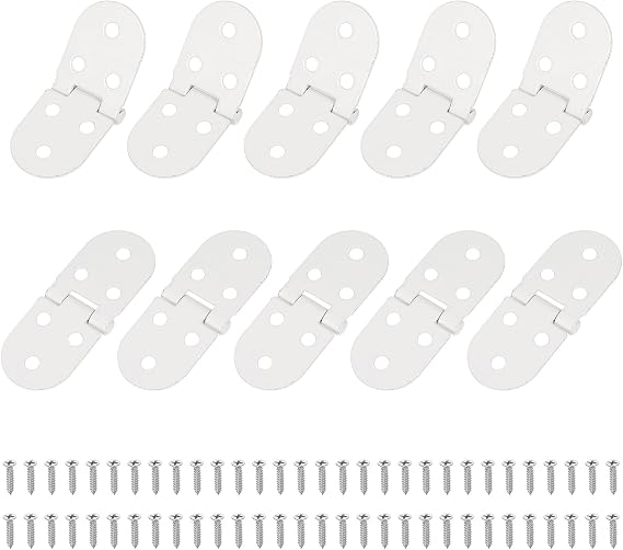 MECCANIXITY Folding Table Flip Hinge 3.2" x 1.2", 270 Degree Butler Tray Hinges Heavy Duty Flap Round Edge Hinge with M4 Screw for Sewing Machine Cabinet Door White Pack of 10