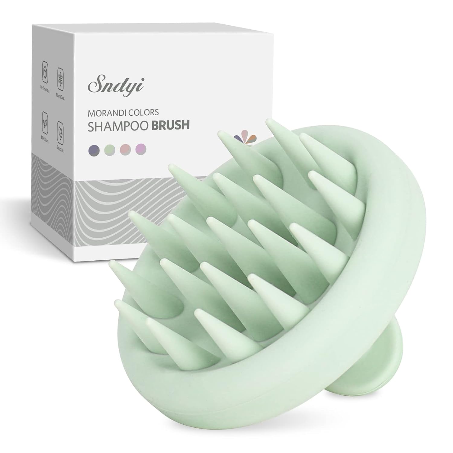Sndyi Silicone Scalp Massager Shampoo Brush, Hair Scrubber with Soft Silicone Bristles, Scalp ScrubberExfoliator for Dandruff Removal, Wet Dry Scalp Brush for Hair Growth & Scalp Care, Mint Green