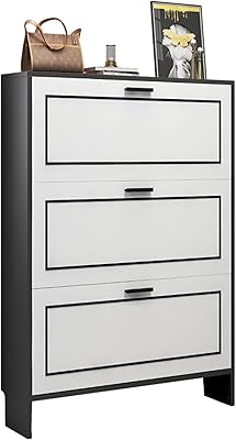 ARMERI Shoe Cabinet for Entryway, Shoe Storage Cabinet with 3 Flip Drawers, Slim Hidden Entryway Cabinet Shoe Rack Organizer, Wooden Shoe Cabinet for 24 Pair of Shoes,B,6017118cm246.746in