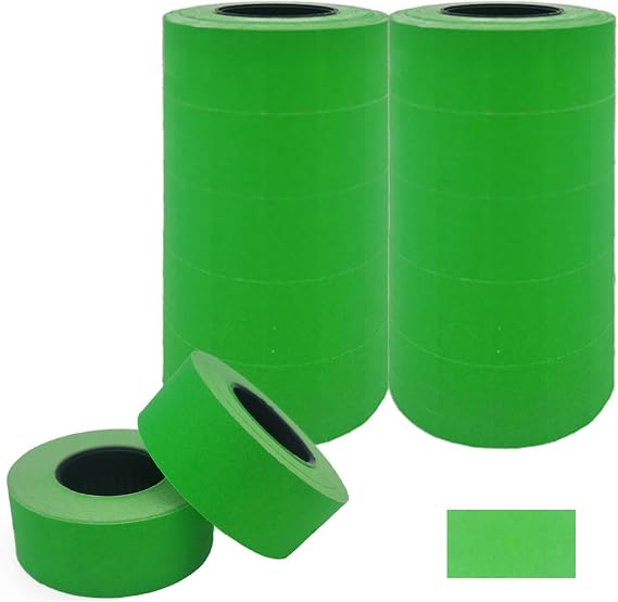 Motex 2 Line Blank Labels - 10,000 Green Blank Price and Date Gun Labels, Fits MX-2316