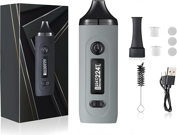 KinZon Gemini Dry Herb Vaporizer, OLED Display & Temperature Control, 30s Fast Heating (Gray)