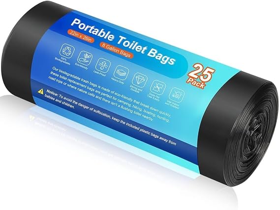 25 Camping Toilet Bags, Portable Biodegradable Thickened Toilet Bag