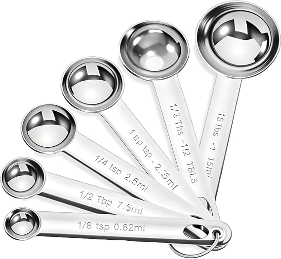 6Pcs Stainless Steel Measuring Spoons Set, Teaspoon Scoop Food Grade