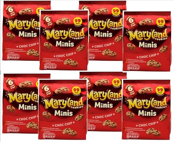 Maryland Multipack Cookies | Mini Chocolate Chip Biscuits Bundle (6 x 19.8g) – 118.8g, Snack Treat By Snackify | Lunch box kids Lover | Available for Kids Birthday Gift for Him & Her (Pack of 8)