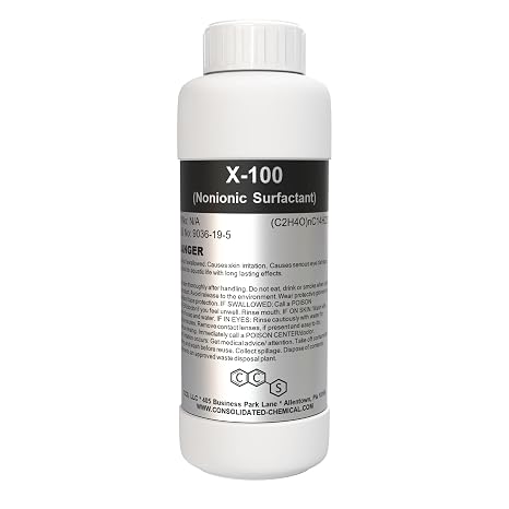 X-100 (Nonionic Surfactant) | Premium-Quality Laboratory and Industrial Grade Cleaning Surfactant - 100mL (3.3 Fl Oz)