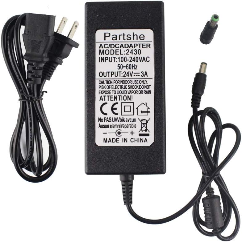 PARTSHE 24V AC DC Adapter Charger Power Supply for Zebra ZP550 ZP450 GX420d GK420d GK420t GX420t GX430T GT810 GC420t HC100 Label Printer