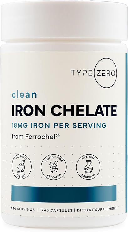 Type Zero Iron Chelate (18mg) 240 Capsules, Gluten-Free, GMO-Free