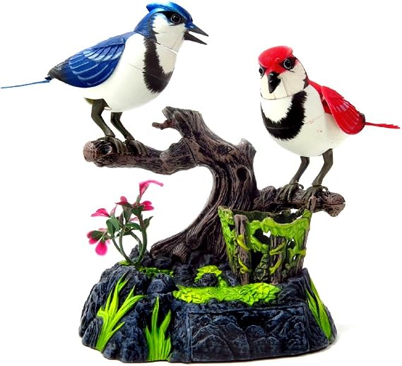 & Trading BC513AB Singing & Chirping Birds - Realistic Sounds and Movements - Blue Jays