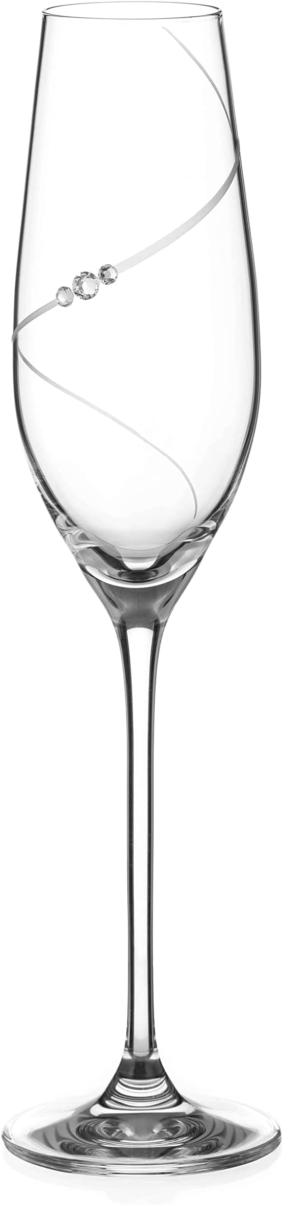 DIAMANTE Swarovski Champagne Flute Prosecco Glass with ‘Silhouette’ Hand Cut Design Embellished with Crystals - Single Glass in Gift Box
