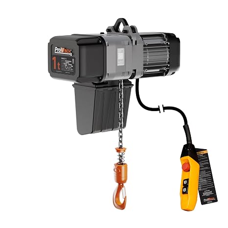 Prowinch 1 Ton Electric Chain Hoist Single Speed, Heavy Duty H4, Dual Voltage 208/480V 3-Phase, 13 ft Lifting Height, G100 Nickel Chain, IP55 ASME B30.16 Industrial Hoist