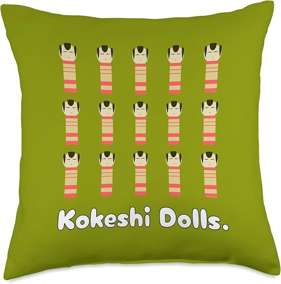 Kokeshi Dolls. Japanese kawaii kimono showa retro Throw Pillow