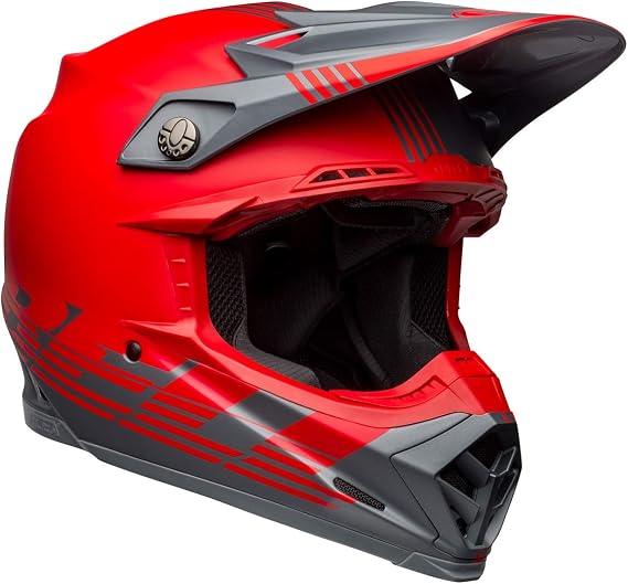 Bell Moto-9 Flex Dirt Helmet (Louver Matte Gray/Red - Large)