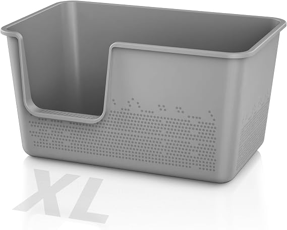 Cat Litter Box with High Sided,24.8" Lx14.9 Wx13.0 H,Extra Large Cat Litter Box for Big Cats,XL Jumbo Kitty Litter Box for Indoor Cats,Tool-Free Assembly (Grey)
