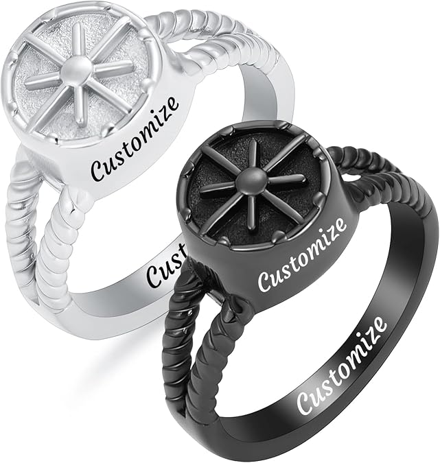 Compass Cremation Jewelry Ring for Ashes Compass Memorial Urn Ring for Men Women Funeral Cremation Ring with Fill Kit