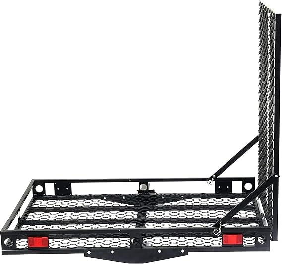 Tow Tuff 28 x 48 Hitch Mount Cargo Carrier Rack w/Folding Ramp, Black, TTF-284842SCR
