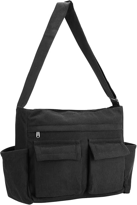 Corduroy Messenger Bag for School Satchel Tote Bag Women/Men Hobo Bags