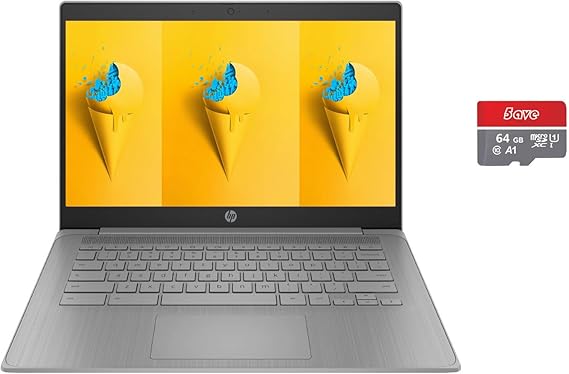 HP HD 14" Chromebook Laptop for Student and Business, Intel Celeron Processor N4120, 4GB RAM 128GB Storage(64GB eMMC + 5ave 64GB Flash Memory), Wi-Fi, Bluetooth, HDMI, Chrome Os, Modern Gray