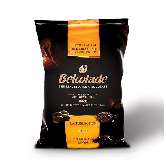 Belcolade Belgian Chocolate - Milk Chocolate Discs,#34;Lait Selection", 33.5% Cocoa, 11 Lb./5kg. Bag