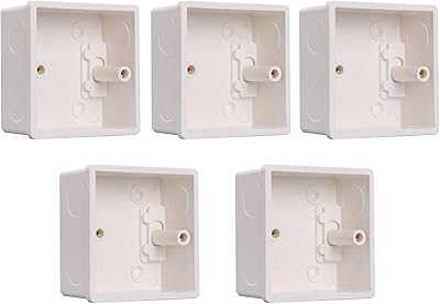 5pcs 86x86x40mm White PVC Wall Mounted Junction Box, Recessed ElectricalOutlet Mounting Box