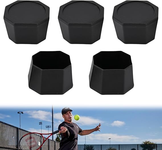 5 Pack Tennis Racket Butt, Tennis Racket Butt Caps, Pickleball Paddle Butt end Cover (Black)