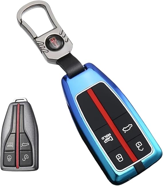 Zinc Alloy Car Key Case Fit for Hongqi HS5 H5 H9 HS7 H7 L5 HS3 L9 EHS9 E-HS9 E-HS3 HQ9 Cover Shell Keychain Fob(Color:4 Model B Blue)