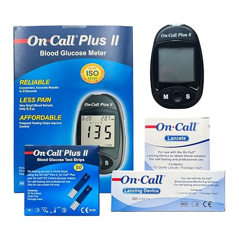 Blood Glucose Meter/Blood Sugar Monitor On Call - Blood Sugar Testing Starter Kit - Includes Everything Required To Test Glucose At Home