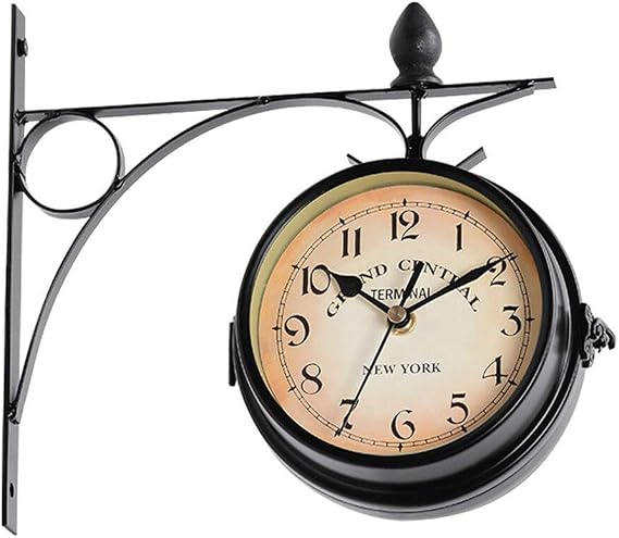 Hanging Wall Clock, Iron Retro Antique Metal Wall Clock for Outdoor Decorative Wall Art Decor Home Office Clock Silent Kitchen