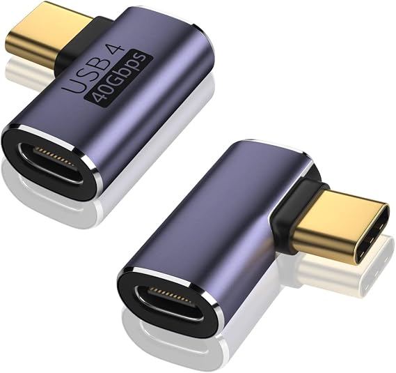 V USB C 90 Degree Adapter (2 Pack), VCOM 40Gbps Data Transfer USB Type C Male to Female Right Angle Extender for Steam Deck,Switch,Thunderbolt4, Laptop, Mobile Phone, Tablet
