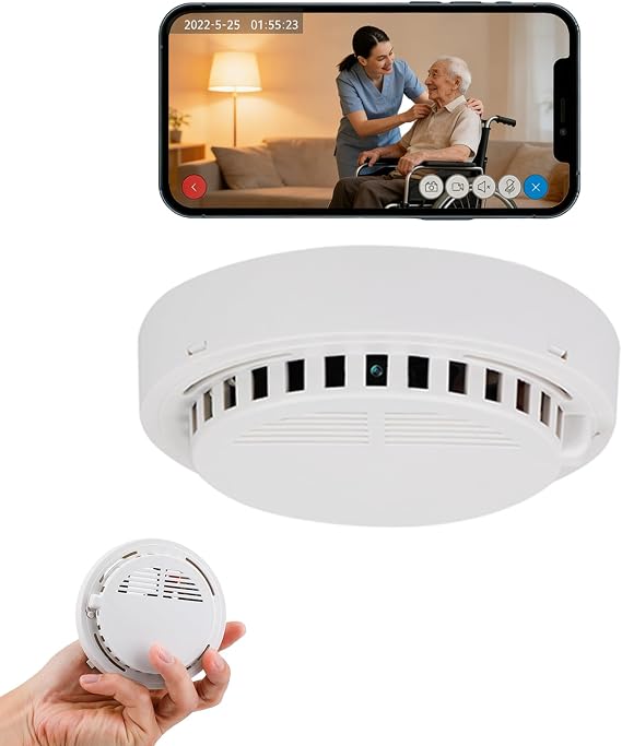 Manual DIY 150Wide Angle Smoke Detector Camera, Handcrafted Smoke Detector Spy Cam with Night Vision/Motion Detection/256G SD Support/2.4G WiFi for Indoor Home & Office Use.