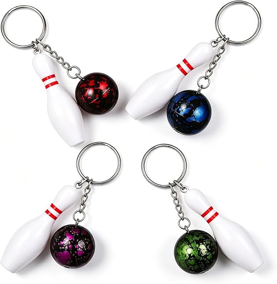 4pcs Bowling Pin Keychain Sport Keychain for Backpack DIY Craft Accesories