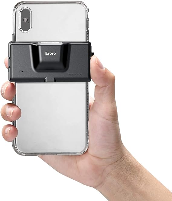 Eyoyo 2D Bluetooth Barcode Scanner, Mini Wireless Back Clip-on Phone Reader