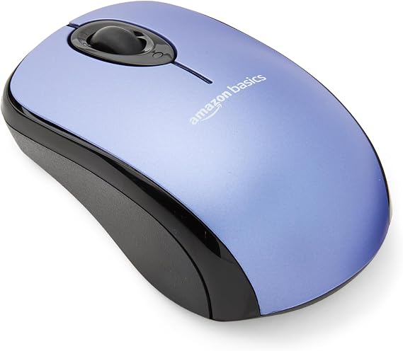 Amazon Basics Wireless Computer Mouse with USB Nano Receiver – Blue