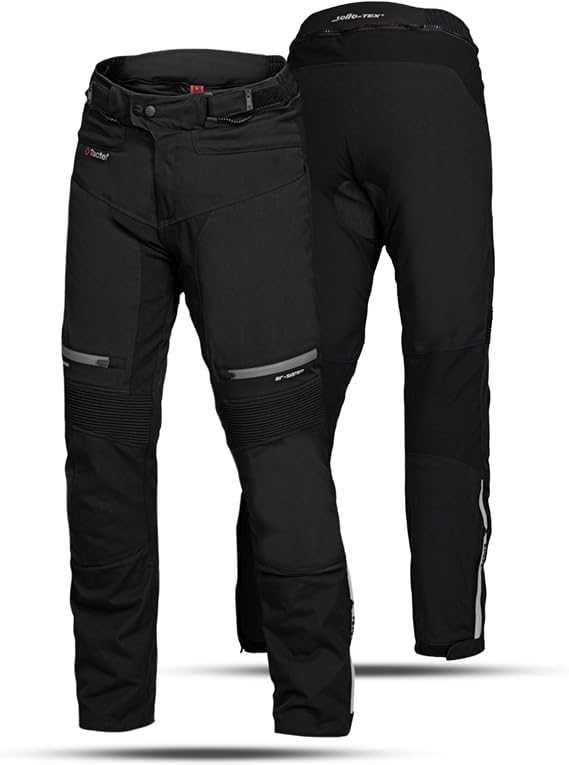 IXS Puerto-ST Tour Motorcycle Pants Waterproof, Protection to Shield & All-Weather Riding Pants with Thermal Lining, CE Knee & Hip Armor, Adjustable Fit & Reflective Details for Adults - XL Black
