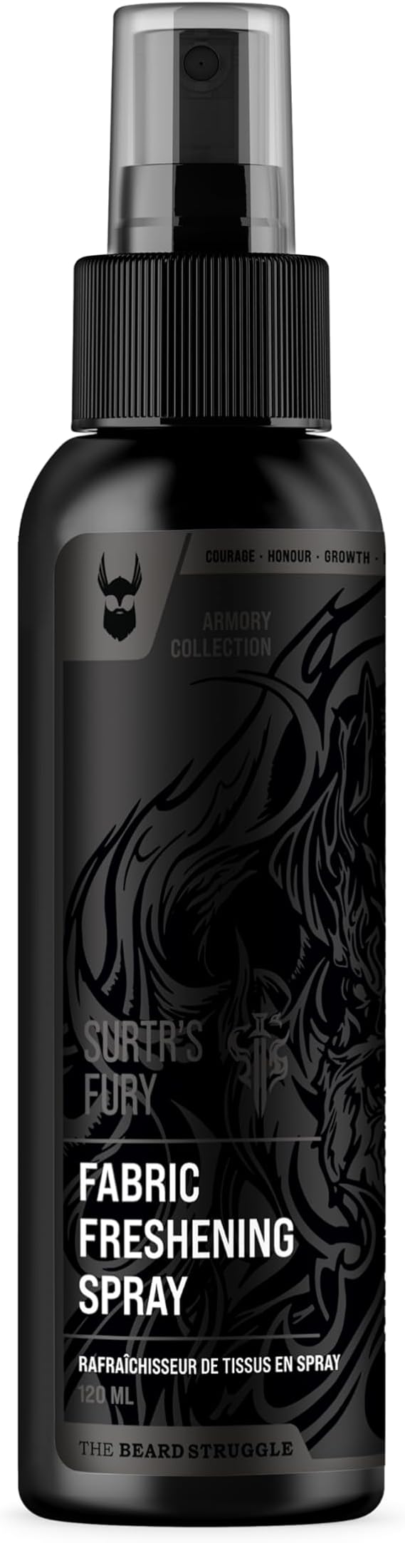 Fabric Freshener Spray by The Beard Struggle - Linen Spray Freshener for Cloths, Bed & Room Air Freshener - Odor Eliminator with Luxury Fragrance - Surtr's Fury, Black Collection (120ml)