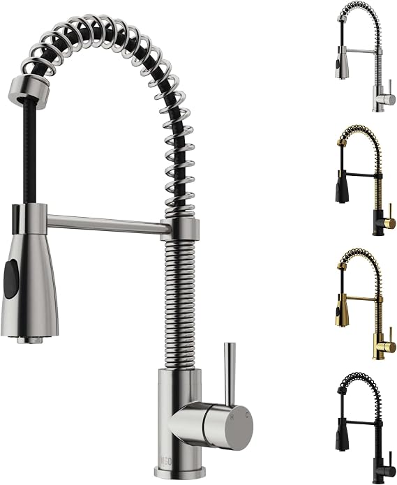 VIGO Brant 19'' H Single Handle Pull-Down Sprayer Kitchen Faucet in Stainless Steel-VG02003ST