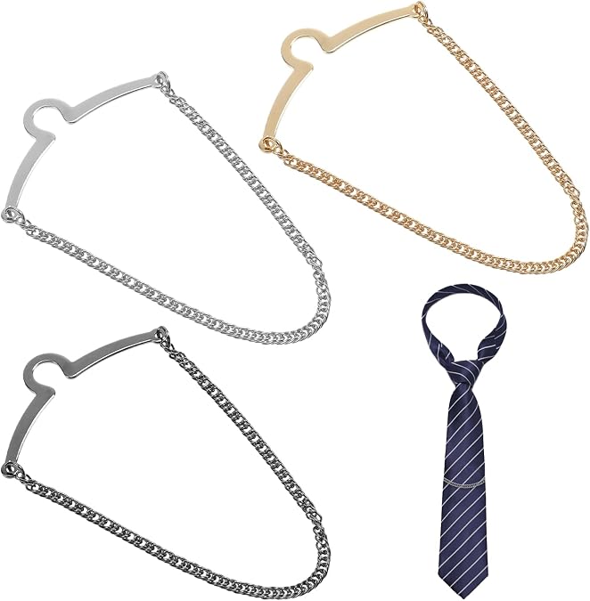 3 Pcs Tie Chain For Men Ties Clips For Men Tie Tacks For Mens Unique Suit Chain For Men's Gold Silver Black Fashion Necktie Clips Chains With Ring Clasps For Neckties Vests Trousers, 3.351.97 inches