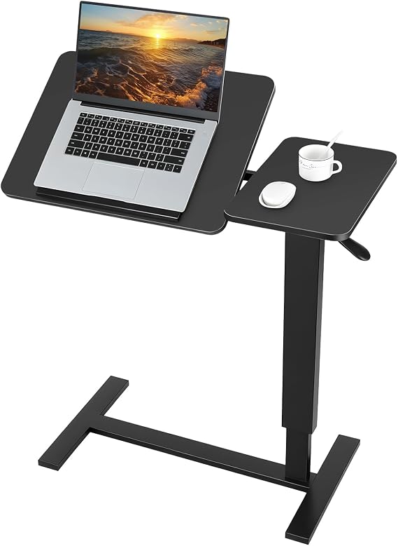 Overbed Table with Wheels Adjustable Height, Over Bed Laptop Standing Desk, Bedside Table for Hospital Bed Sofa Bedroom Living Room, Folding Side Table Desk