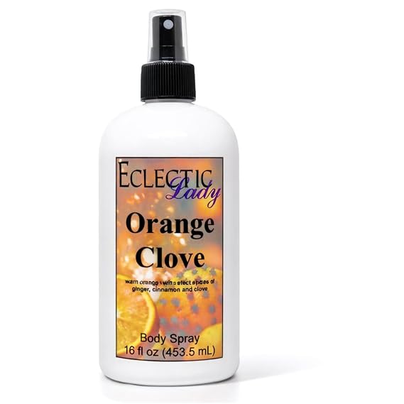 Eclectic Lady Orange Clove Body Spray, 16 ounces, Body Mist
