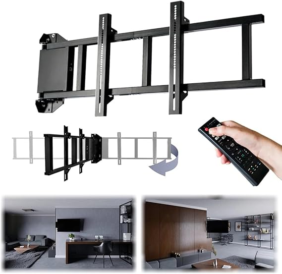 SABAJ Electric motorised TV Bracket wall mount SM-XL-180 up to 75" inch 180 degree swivel tilt 7 degree vesa 100x100 600x400 remote control LED LCD OLED Plasma FHD 4k long arm Smart Home UK PLUG