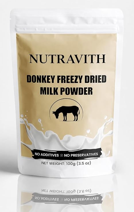 Magichood Nutravith 100% PURE NATURAL Dried Donkey Milk Powder | 100gm (3.5 Oz) Pack |
