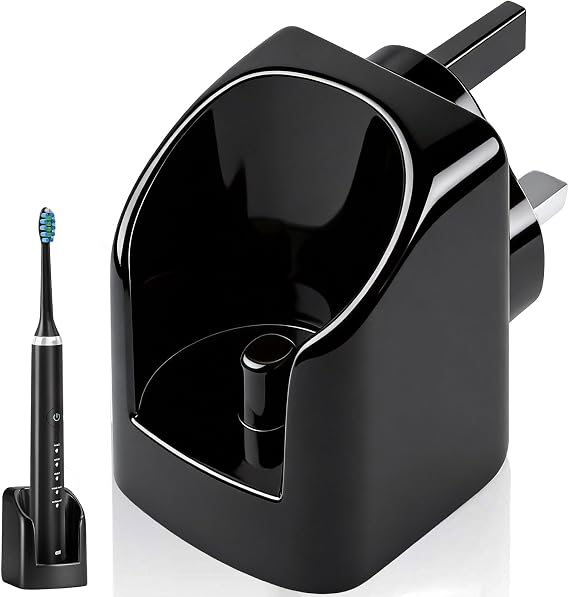 Electric Toothbrush Charger Wall Mounted Fit for Oral B & Braun | Toothbrush Charger Adapter Plug compatible with Oral B Vitality Pro, Pro 3, iO2, iO3, iO5, iO6, and Most Oral B (Black)