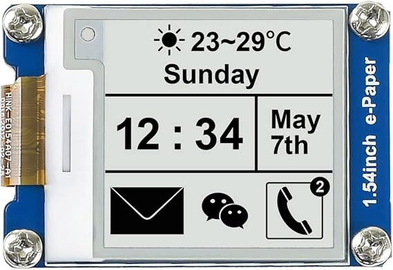 Waveshare 1.54 Inch E-Paper Display Panel Module V2 Kit 3.3v/5v 200x200 Resolution E-Ink Electronic Screen Partial Refresh for Raspberry Pi/Jetson Nano/Arduino/STM32 with SPI Interface