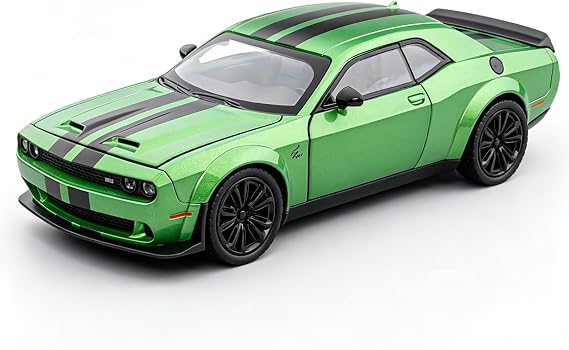 Compatible for Dodge Challenger SRT Hellcat Car Model, 1:22 Die-Cast Toy Car with Sound and Light, Pull Back Model Vehicle Toy for Adult Kids (Green)